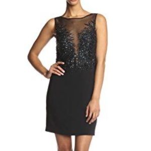 Basix Black Label Women's Illusion Neckline Dress with Sequins